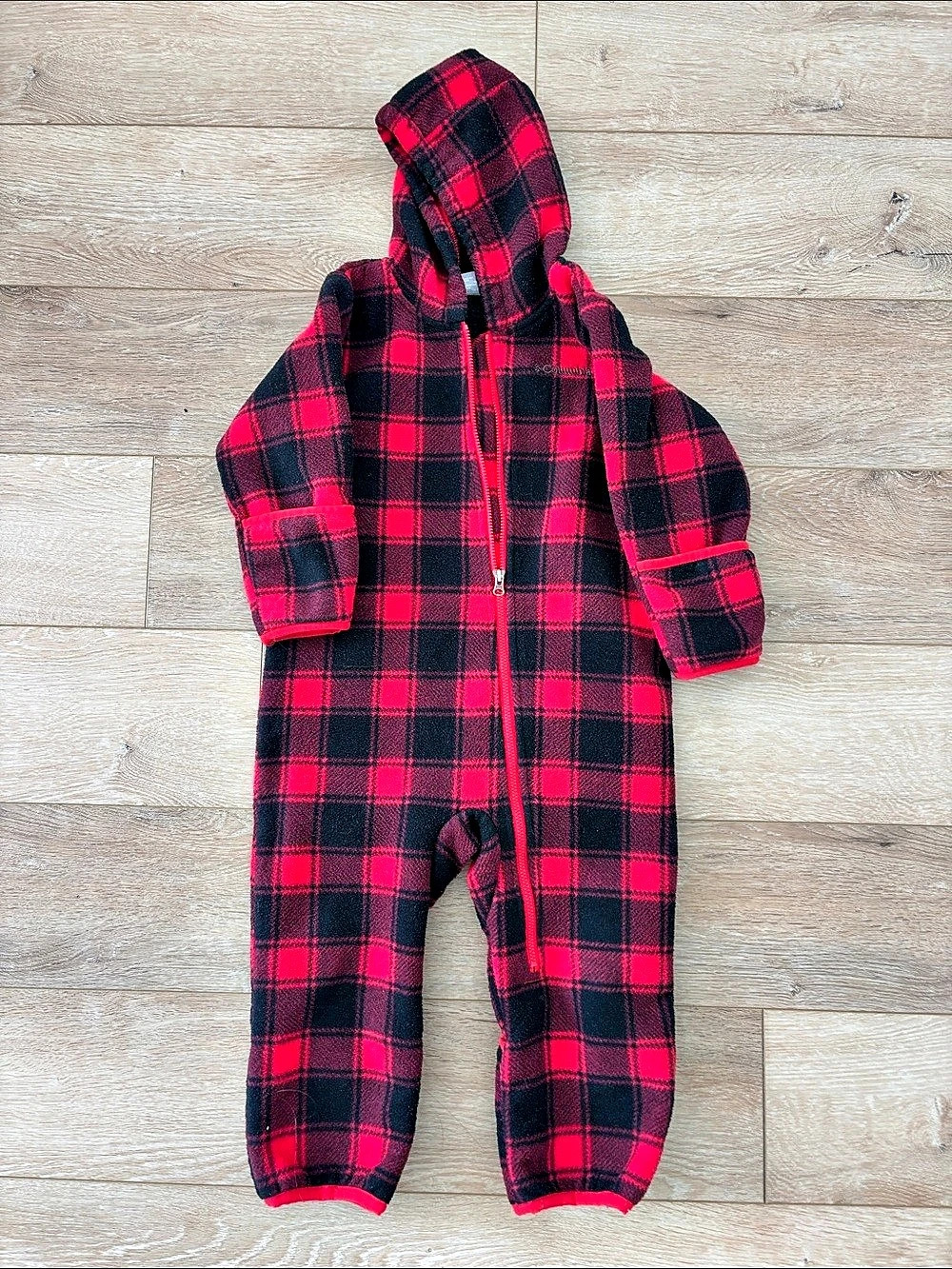 Columbia Infant Snowtop II Bunting Plaid Footie Red & Black